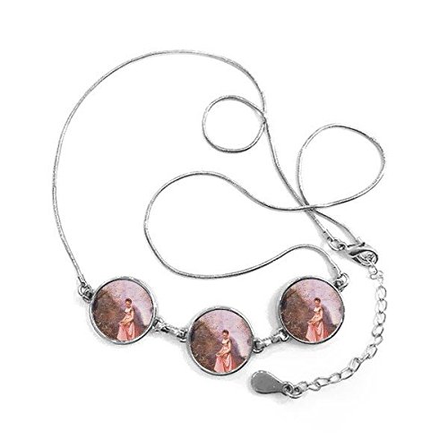 Pendentif bijoux collier arbre de pierre et médaillon rond pour femme passionnée d'art