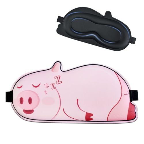 FUNAUPGO Antifaz para dormir con diseño de cerdito divertido y contorneado en 3D, suave, transpirable, para viajes, para niños, adultos, niñas, niños, mujeres y hombres (cerdo, rosa)
