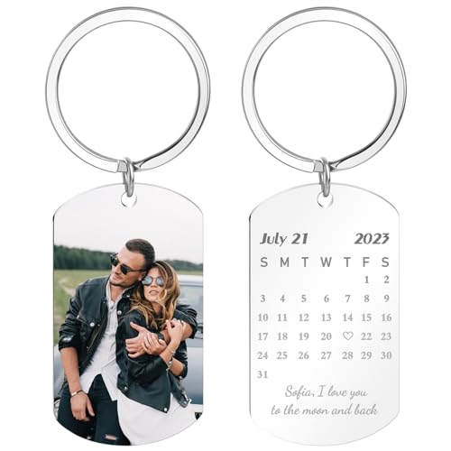 Personalised Keyring Photo Gifts for Women Men Mum, Photo Engraved Custom Keyring Customised Gifts for Men, Personalised Custom Keychain Gifts for Her