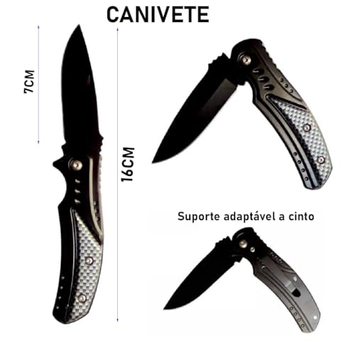Kit de Sobrevivência para Acampamento e Trilha, com Bússola, Lanterna, Ferramentas e Acessórios