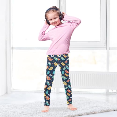 senya Girls Printed Leggings Yoga Pants Dinosaur Headset Leaves Go Pattern for Kids in 4t to 10 Years, 4T4