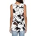 Suhoaziia Brown & Black Cow Print Womens Casual Tunic Shirts Soft Button Down Tank Tops Blouses Trendy T-Shirts Sleeveless Loose Fit V Neck Flowy Tunic Tops Swing Top for Leggings S-4XL