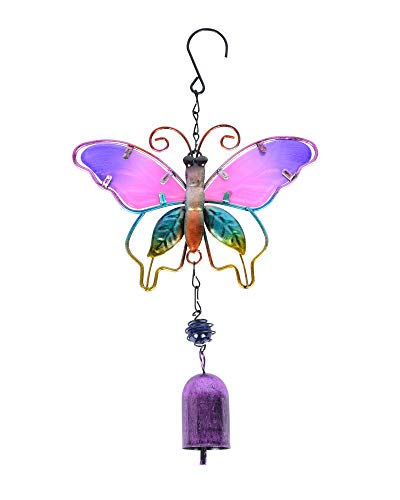 FBBULES Campanas de Viento, con Campana - Adorno Colgante de Vidrieras, para la Decoraci�n de la Ventana del Jard�n del Hogar y el Regalo Ideal (Mariposa)