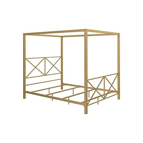 DHP Rosedale Metal Canopy Bed Frame with Four Poster Design, Queen Cover