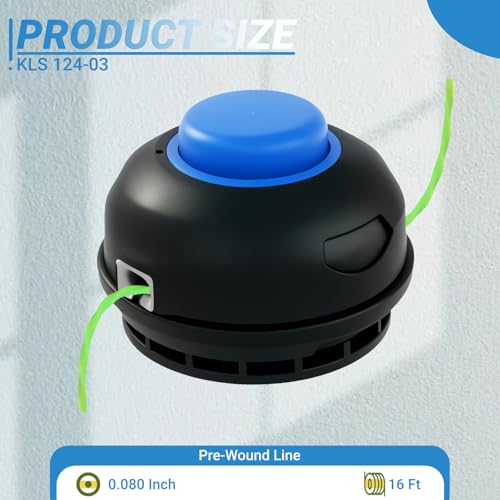 Eyoloty KLS 124-03 Replacement Bump Spool Head Compatible with Kobalt 24-Volt max KST 2224B-03 KST 2024A-03 KST 4024A-03 KST 1124B-03 String Trimmer Weed Wack,Pre-Wound Dual 0.080" 16Ft Line