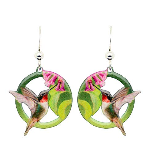 Hummingbird Earrings by d'ears Non-Tarnish Sterling Silver French Hook Ear Wire