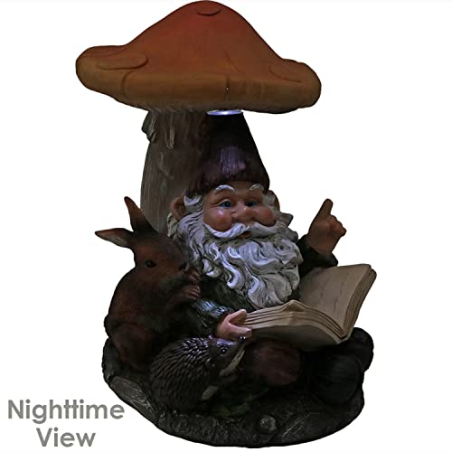 Sunnydaze Bernard The Bookworm 16-Inch H Garden Gnome With Mushroom And Solar Light #TOP3