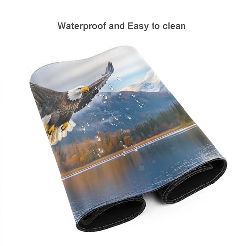 Image of Fall Eagle Landscape Extended Gaming Mouse Pad, with Stitched Edges Large Mouse Pad Desk Protector, Rubber Base Mousepad Keyboard Mouses Mat for Work Game Office Home- 32 inch X 12 inch Inch,E708