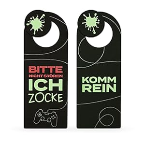 signodoo® Türhänger Bitte Nicht stören Ich zocke/Komm rein | Im Dunkeln Leuchtend, BxH 8,0 x 21,0 cm | Gaming…