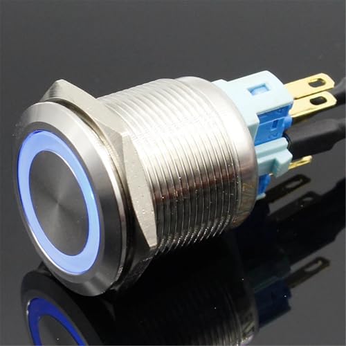Interruptor pulsador momentáneo de 22mm para paneles con luz LED de 24V 5
