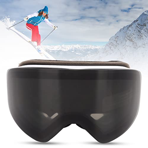 Anti-fog Ski Goggles, Side Clips Black TPU Protective Frame Adjustable Strap OTG Ski Goggles for Air Travel (Black Lens) - Image 2