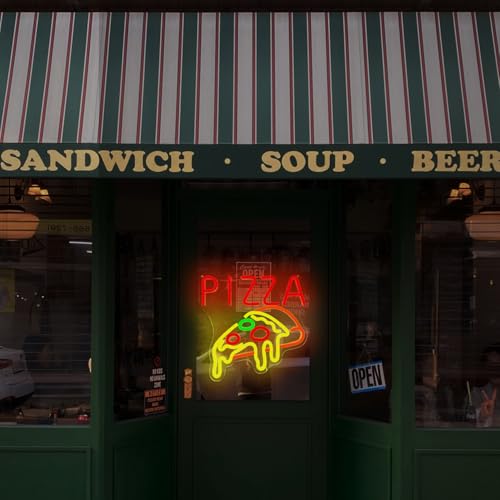 Image of Pizza Neon Signs for Wall Decor Pizzeria Neon Light LED Signs for Business Shop Pizza Party Decorations Light Up Pizza Sign Neon Wall Art