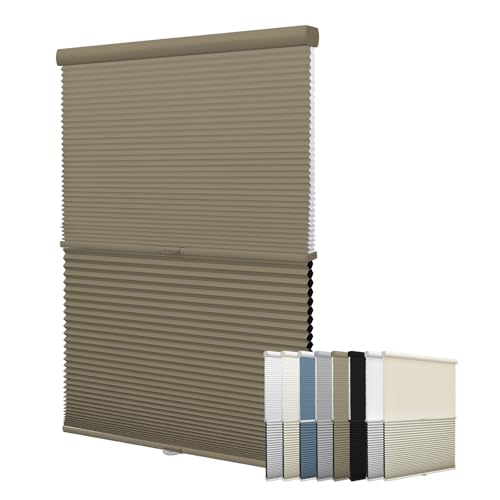 Adliy ツインハニカムシェード 採光生地 遮光生地 ツインハニカムスクリーン ハニカムカーテン 調光 遮熱 断熱 防音 防寒 保温 UVカット 省エネ オフィス リビング 子供部屋 鮮やかさ色彩 1mmオーダーメイド 無料変更 簡単取り付け コーヒー色