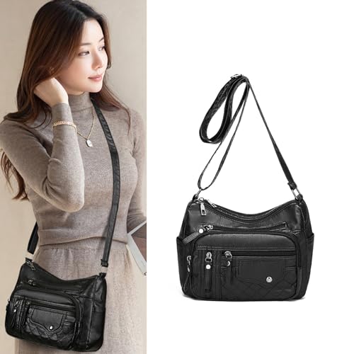 PURPLELILY 2024 Shoulder Bag Versatile Trendy Leather Bag Multi Compartment Crossbody Bag for Women Versatile Fashion Bag2