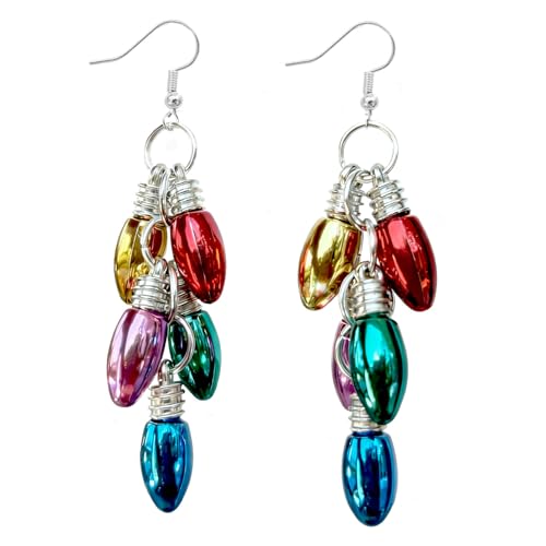 Christmas Light Earrings for Women Colorful Light Bulbs Earrings Xmas Ball earring Christmas Bulb earrings for Women Party Jewelry