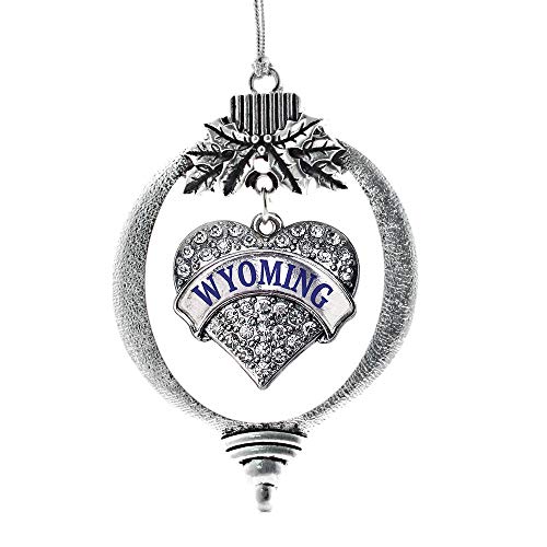 Inspired Silver - Wyoming - Silver Christmas Ornament - Pave Heart Charm Christmas Tree Ornament with Cubic Zirconia - Holiday Hanging Decoration