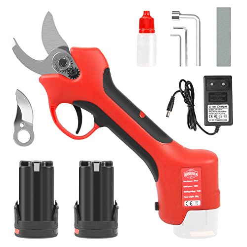 BURGARDEN Akku Astschere Schnurlose elektrische Gartenschere Astschere Elektrische Gartenschere Akku,mit Bürstenlosem Motor und 2 Stück 2.5Ah Akku, 30mm Schnittdurchmesser