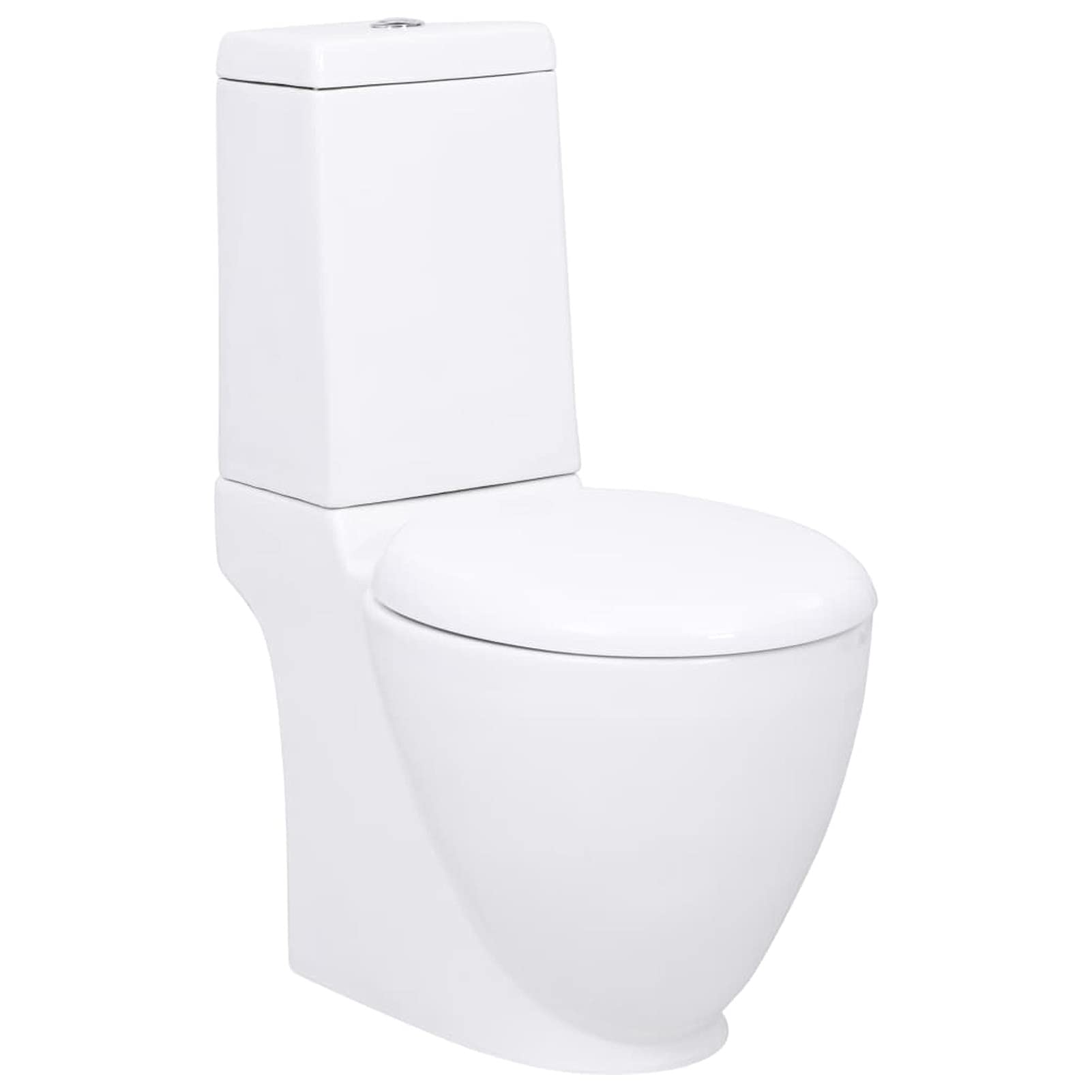 Homgoday Vaso WC in Ceramica da Bagno Rotondo Base con Scarico Bianco, Mobili per Casa Interno Esterno Soggiorno Camera da Letto