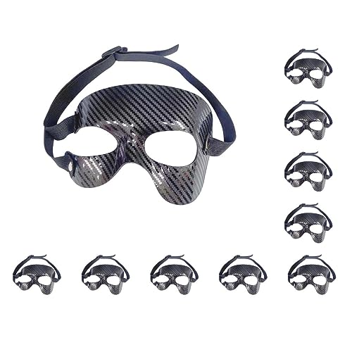 10 set basketmask vuxna män kvinnor nässkydd fotboll mask ansikte nässkydd halv ansikte, svart, övre halva ansiktet 2