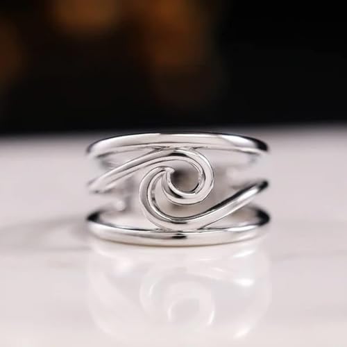 Bague Ocean Argent Géométrique, Bijou Minimaliste Haute Qualité - 3
