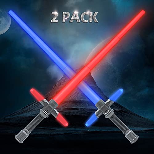 Light Up Saber for Kids Adults, Â LED Dual Light Up Sabers with FX Sound, Expandable Light Swords Set for Galaxy War Fighter Warriors, Halloween Dress Up Party Kid Gift, Christmas Birthday Present