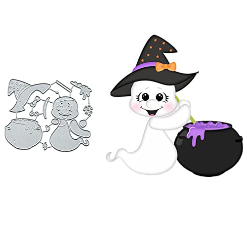 Magic Poison Pumpkin Broom Troqueles de metal, troqueles de corte de hojas fantasma de Halloween, álbumes de recortes, troqueles de papel decorativos para hacer tarjetas de álbumes de recortes