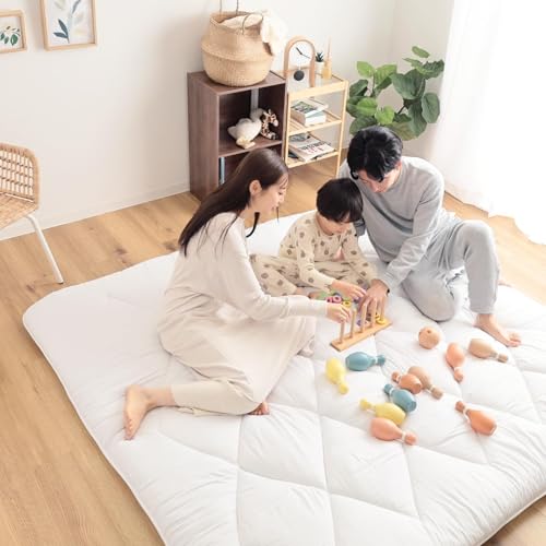 Opiniones de Futones comprados en linea. 48 TEIJIN Colchón japonés de futón, repelente al agua, 100% poliéster, cama plegable y portátil, cojín de dormir enrollable, Shikibuton (King (estándar de Estados Unidos))