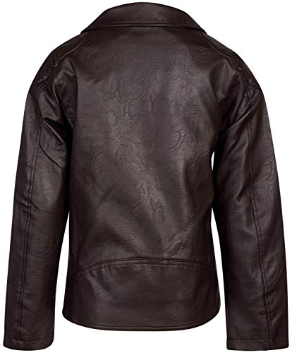 URBAN REPUBLIC Boy's Faux Leather Motorcycle Biker Jacket (14-16, Dark Brown Moto)
