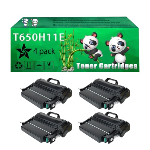 Replacement T650H11E Toner Cartridges Compatible for Lexmark T652n T654dn T654dtn T654n T656dne Printers, Up to 35000 Pages, Vivid Colors, Contains Chip (4 Pack Black)