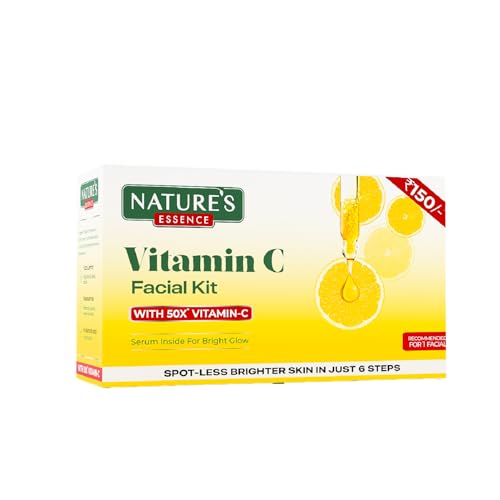Natures Essence Vitamin C Serum Facial Kit for Women| For Bright & Glowing Skin| Infused with Niacinamide & Hyaluronic Acid| Boosts Glow & Brightens Dull Skin| Suitable For All Skin Types | 25gm + 4ml