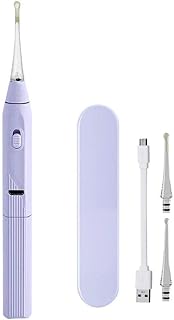 16cm Ear Cleaner, with Two Earpick Heads of Different Hardness, with Spare Ear Scoops and USB Cable, LED Light (Purple)