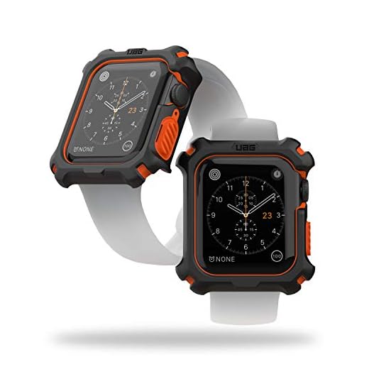 Urban Armor Gear Apple Watch Coque pour Apple Watch 5 (44mm) / Apple Watch 4 (44mm) (Boîtier robuste avec Design Encliquetable) - Noir/Orange
