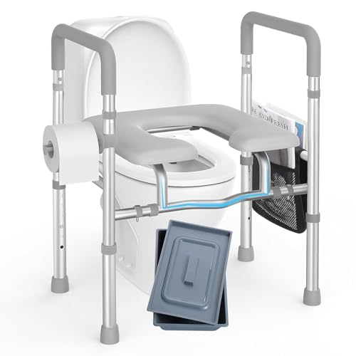 Roylvan Raised Toilet Seat with Handles -HSA 400LB Adjustable Width Height Elevated Toilet Seat...