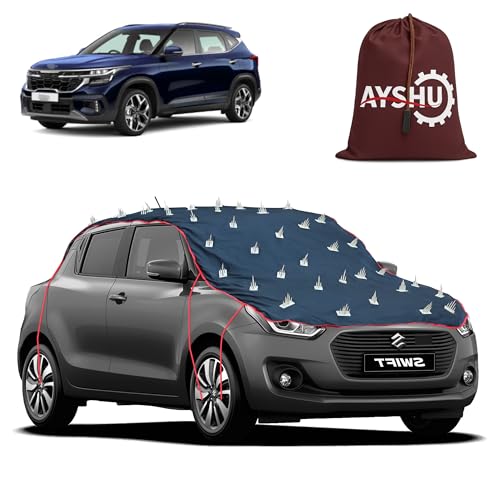 Image of AYSHU Water-Resistant Spike Car Cover for Kia Seltos - Protects from Dogs, Monkeys, Dust, Sunlight & UV - Full Roof Universal Fit