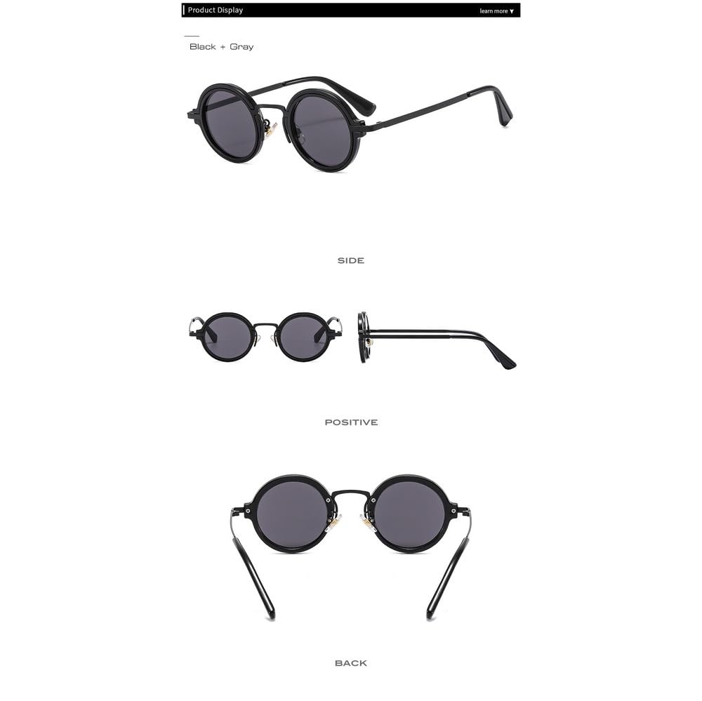 Modische kleine runde Punk-Sonnenbrille für Herren und Damen im Retro-Stil mit klaren, verlaufenden Gläsern und UV400-Schutz. Ideal zum Shoppen, Reisen, für Strandpartys und zum Radfahren.