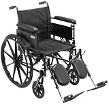 Drive Medical Cruiser X4 Lightweight Dual Axle Wheelchair with Adjustable Full Arms Seat with Elevating Leg Rests, Silver Vein, 20 Inch