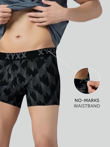 Image of XYXX Men's Matrix Super Combed Cotton Blend Geometric Antimicrobial Trunks with No Marks Waistband (Pack of 2)