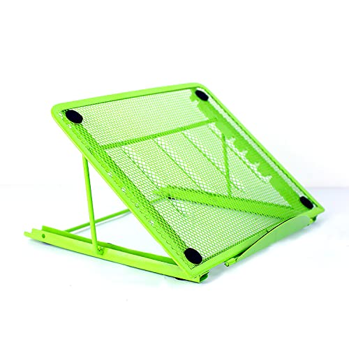 Adjustable Laptop Stand, Portable Steel Laptop Holder Notebook Pad Stand for Desk Foldable Ventilated Computer, Green