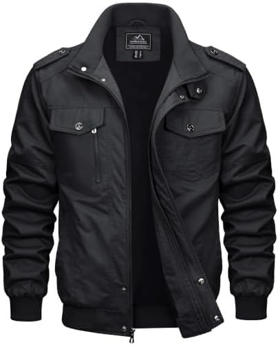MAGCOMSEN Übergangsjacke Herren Jacke Übergang Jacket Cargo Herbstjacke | Leicht für Frühling Herbst,Stehkragen mit Taschen,Baumwollmix für Alltag,Blouson für Outdoor