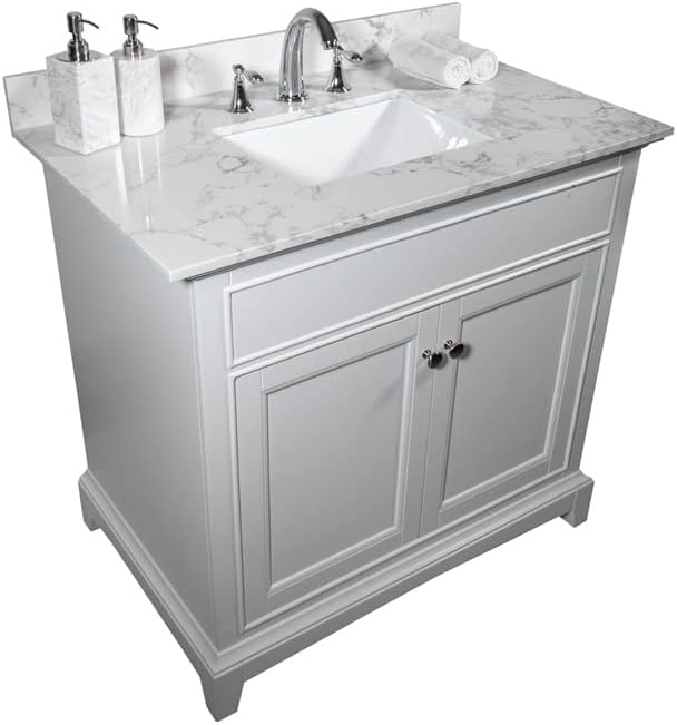 31inch Bathroom Vanity Top Stone Tops with Rectangle Undermount Ceramic Sink and Back Splash for Bathrom Cabinet