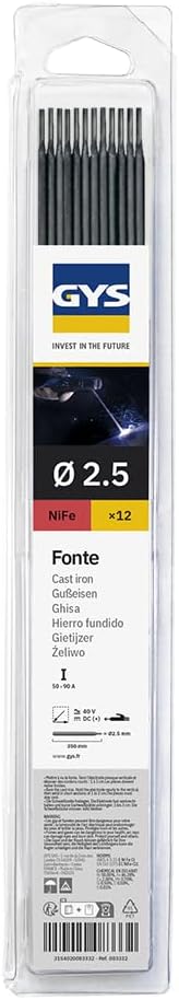 GYS Welding Electrodes 083332 2.5mm Cast Iron (Blister Pack) 50 Percent Nickel 46 Percent Iron
