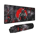Japanese Sakura Samurai Gaming Mouse Pad 31.5 × 11.8 × 0.12 Inch Extra Large Keyboard Mouse Mat XL Non-Slip Rubber Base Personalized Desk Pad for Home Computer Office Laptop