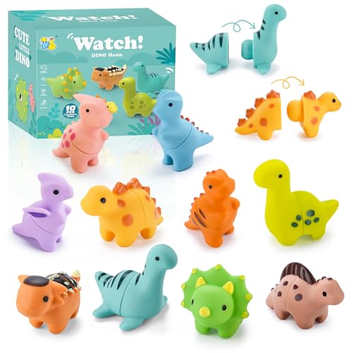 ZUSUZU Montessori Spielzeug, Montessori Lernspielzeug mit 10 Dinosaurier, Farbsortierung & Stapeln für Kinder ab 1,2,3 Jahre, Motorikspielzeug zur Förderung der Feinmotorik, Jungen und Mädchen