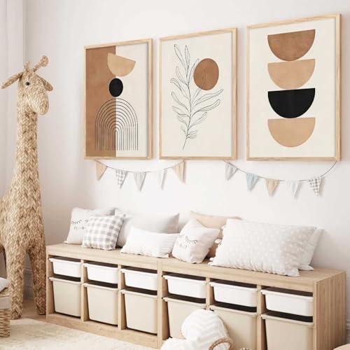 Image of HOTHOUSE Home Decor Boho Painting Decorative Wall Art poster With Frame For Living Room Bed Room Hotel Wall Decor Digital Reprint Set of 3 (13X17 inch)