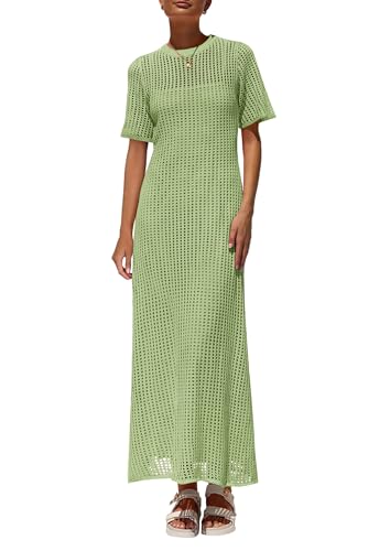 Image of PRETTYGARDEN Womens Eyelet Crochet Maxi 2 Piece Dress Sets