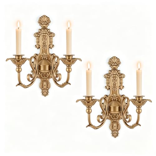 Image of CC wonderland zone Gothic Wall Sconce,Rustic Vintage Gold Wall Candle Holders,Gold Wall Decorations,Set of 2