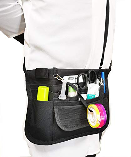 Sac banane infirmière pour ciseaux médicaux pochette noire 13 poches