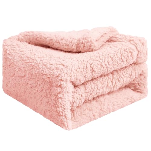 furrybaby Fluffy Soft Dog Blanket for Medium Dogs 32x40 Inches Reversible Sherpa Fleece Cat Calming Blanket Washable Warm Pet Throw for Dods Puppy Cat(Medium, Pink Double-Layer Blanket)