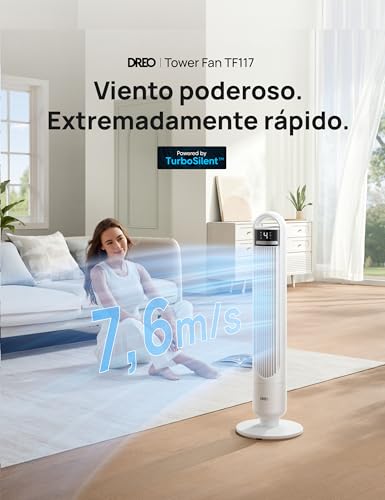 Miniatura 2 de Dreo Ventilador De Torre Silencioso 23db, Alcance De 9.8 M, 4 Niveles De Velocidad, 3 Modos De Funcionamiento, Temporizador De 8 Horas, Oscilación De 90 , Ideal Para Dormitorios Y Oficinas