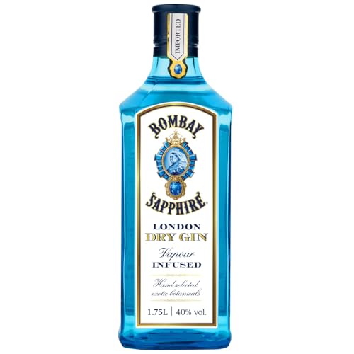 Bombay Sapphire London Dry Gin, 40% vol., 175 cl / 1,75 L, gin 100% infuso a vapore con 10 botanical accuratamente selezionati